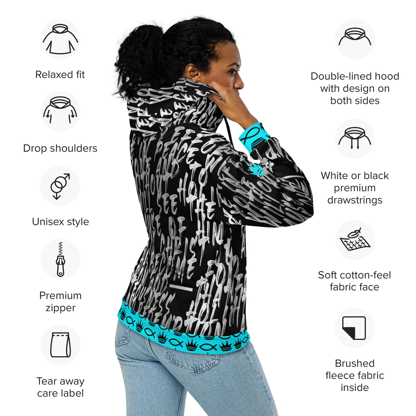 Set Apart Zippered Hoodie by Raul Anthony Monge, All Over Image Unisex Mens Women's Sweatshirt