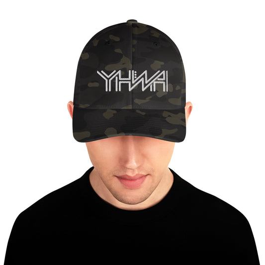 YHWH Embroidered Structured Twill Cap Hat by Raul Anthony Monge