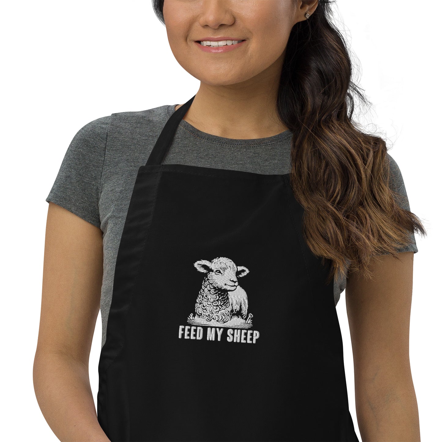 Feed My Sheep Embroidered Apron by Raul Anthony Monge, The Lamb