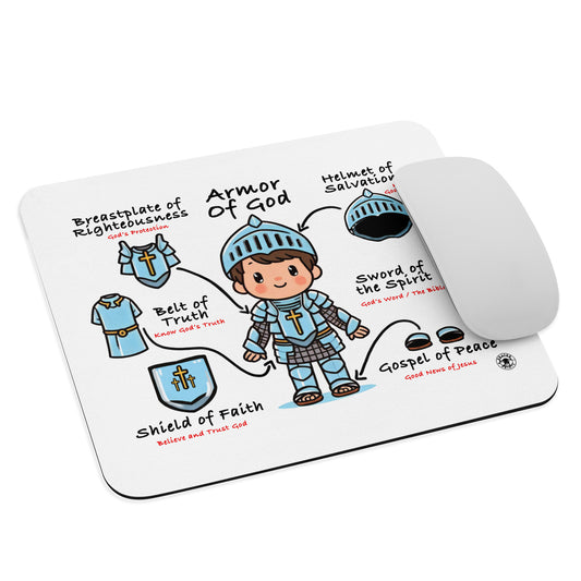 Armor Of God Kids, Boys Computer Mouse Pad by Raul Anthony Monge