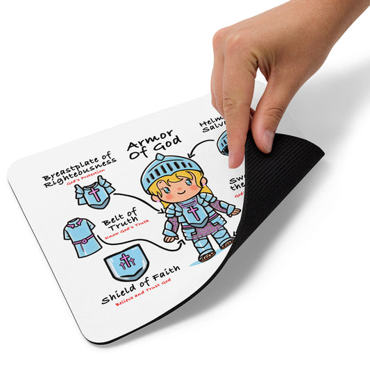 Armor Of God Kids, Girls Computer Mouse Pad by Raul Anthony Monge
