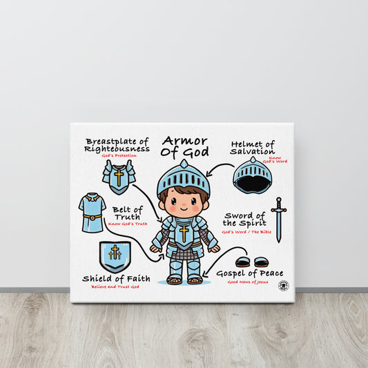 Armor Of God Kids, Boys Unframed Gallery Wrapped Canvas by Raul Anthony Monge