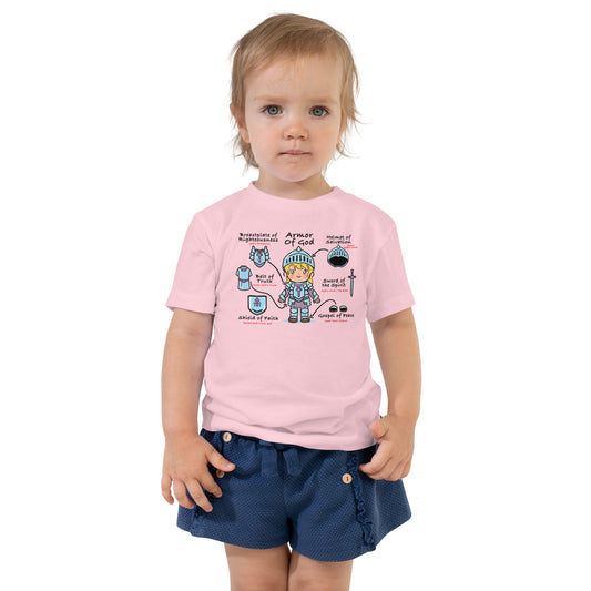 Armor Of God Kids, Girls Toddler Short Sleeve Tee Shirt by Raul Anthony Monge